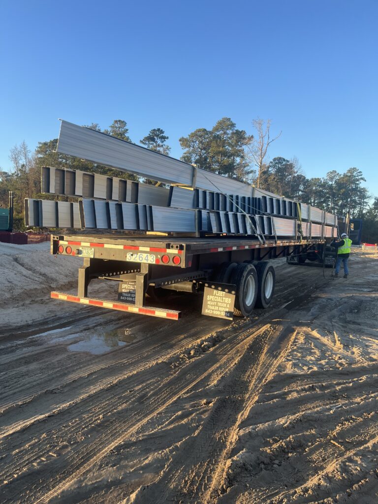 truckful of roofing materials